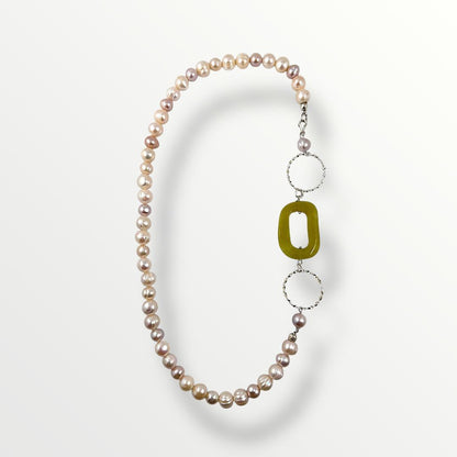 Collana con perle di acqua dolce rosa e argento 925