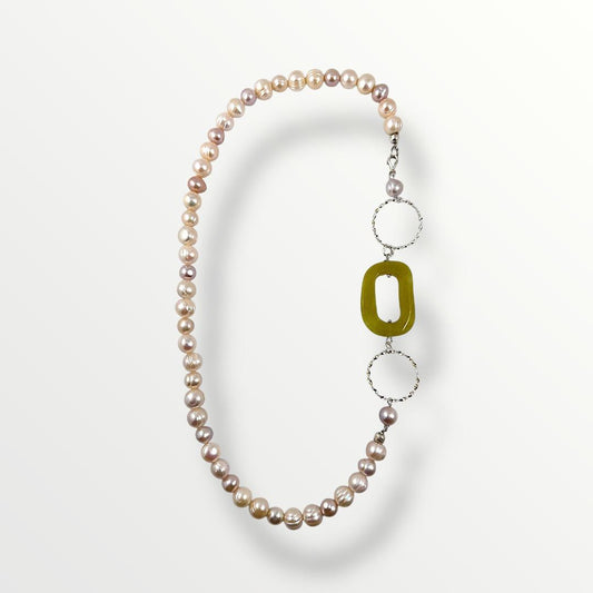 Collana con perle di acqua dolce rosa e argento 925
