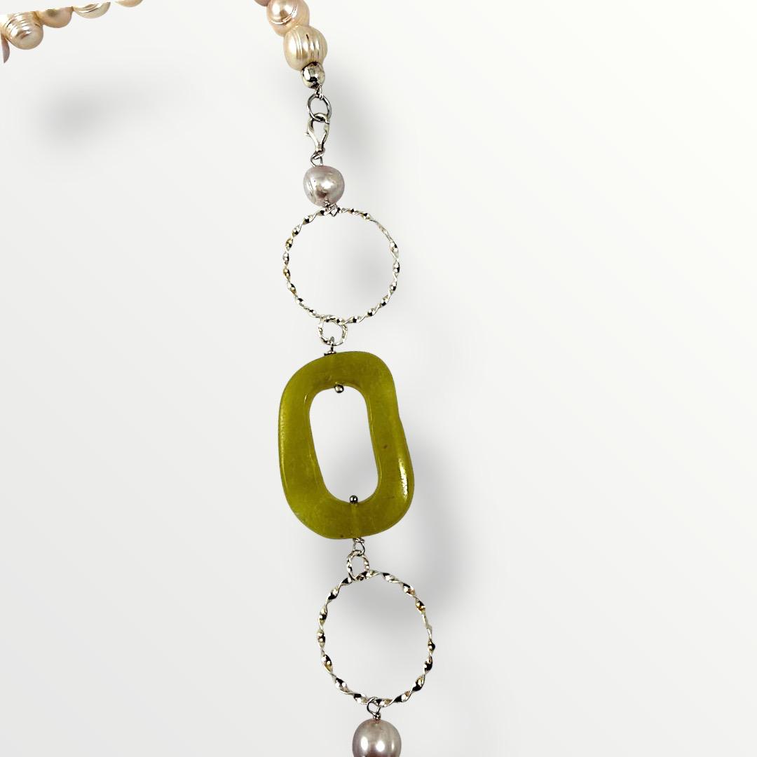 Collana con perle di acqua dolce rosa e argento 925
