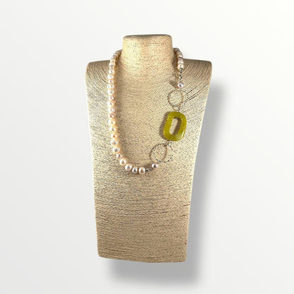 Collana con perle di acqua dolce rosa e argento 925