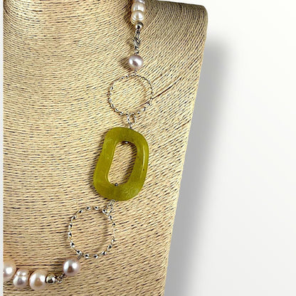 Collana con perle di acqua dolce rosa e argento 925