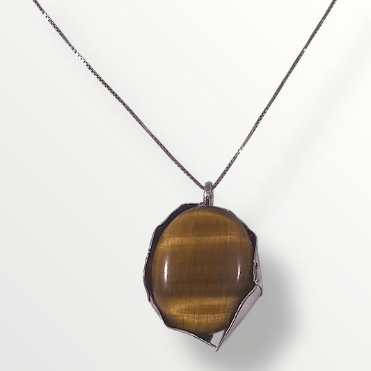 Ciondolo linea " L'abbraccio" argento e occhio di tigre (Copia)