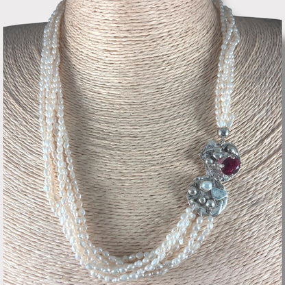 Collana con perle di acqua dolce e argento 925